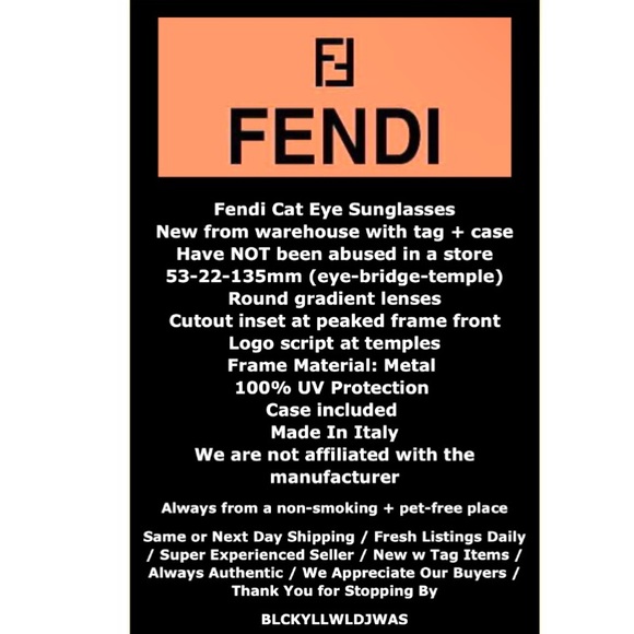$695 Fendi Cutout Cat Eye Sunglasses Blue + Black Bold Stripes Italy Case NWT - Picture 2 of 16